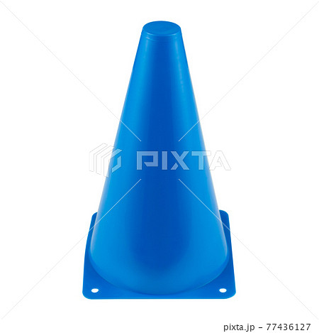 blue road cone, for training on rollers or sketbord, on a white background 77436127