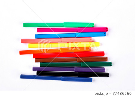 Collection of colored markers, white background. Collection of colored markers, white background. 77436560