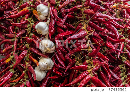 garlic and chili peppers red garland drying vegetables decor culinary garlic and chili peppers red garland drying vegetables decor culinary 77436562