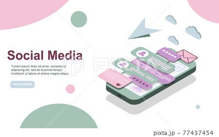 Modern Isometric Social Media Marketing Illustration, Suitable for Website, Infographics, Book Illustration, Game Asset, And Other Graphic Related Assets EPS 77437454