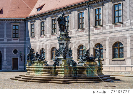 The bronze Wittelsbach Fountain in the Residenz Palace in Munich, Germany 77437777