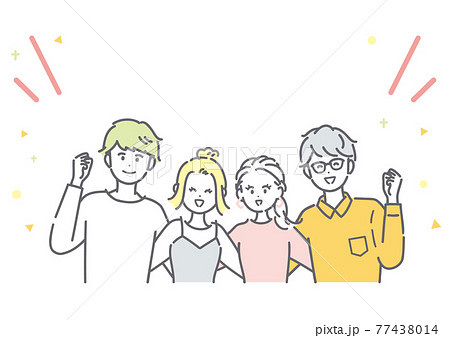 肩を組む男女のイラスト素材 77438014