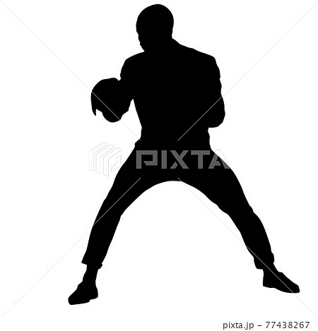 Black silhouette of an athlete boxer on a white background 77438267