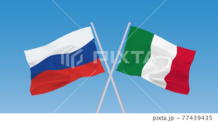 イタリアとロシアの国旗 77439435