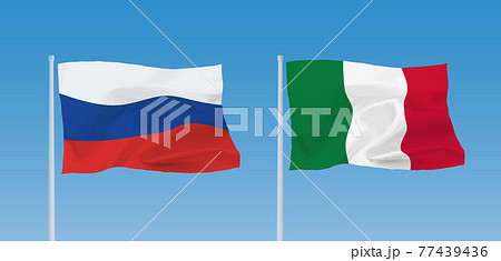 イタリアとロシアの国旗 77439436