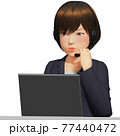 ノートパソコンでテレワークするビジネスウーマン 77440472