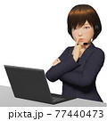 ノートパソコンでテレワークするビジネスウーマン 77440473