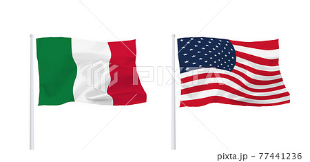 イタリアとアメリカの国旗のイラスト素材