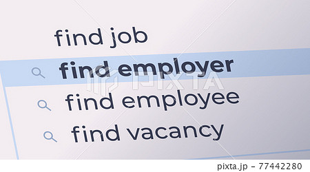 find job in search bar on virtual screen human resources recruitment hiring internet networking concept 77442280