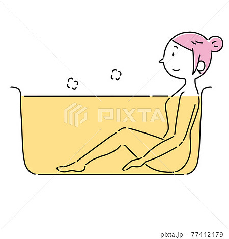入浴をする女性の側面からの透過イラスト 入浴をする女性の側面からの透過イラスト 77442479
