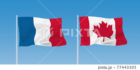 カナダとフランスの国旗 77443305