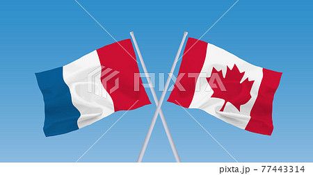 カナダとフランスの国旗 77443314