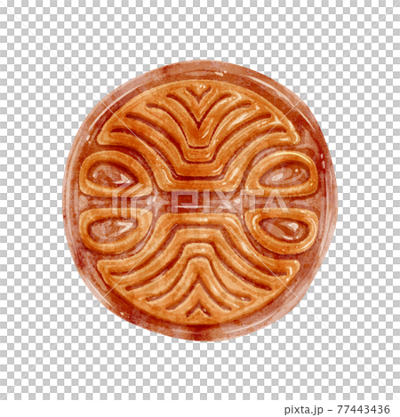 Mooncake handwritten watercolor style illustration 77443436