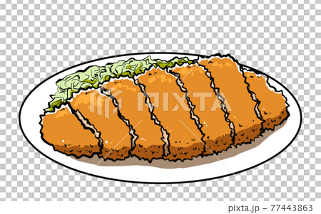 A plate of pork cutlet with cabbage 77443863
