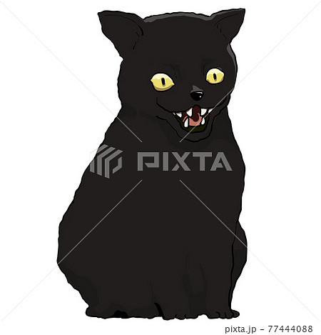 怖いリアルな黒猫のイラスト素材