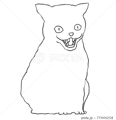 シンプルなかわいくない猫の線画のイラスト素材