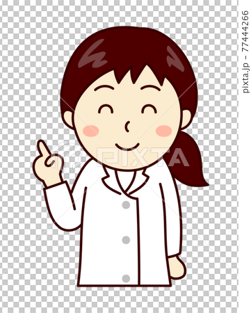 指差しでポイントを説明する女性医師 指差しでポイントを説明する女性医師 77444266
