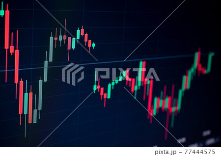 Economy graph. Financial chart, stock analysis data for business background in digital screen. Graphics growth forex finance market. Fundamental and technical analysis concept. 77444575