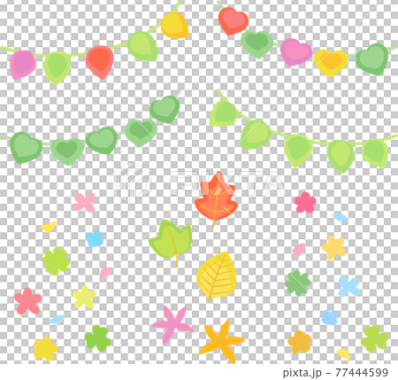 葉と花のデコレーションイラストセット 77444599