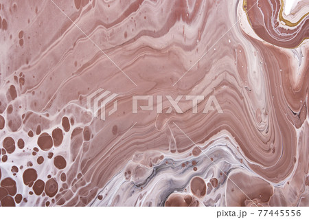 Acrylic Fluid Art. Waves and curves in brown beige colors. Abstract marble background or texture 77445556