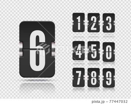 Numeric flip scoreboard set with reflections floating on different heights for dark vector web countdown timer 77447032