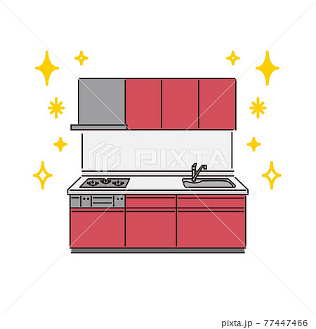 住器 システムキッチン ビルトインガスコンロ のイラスト素材