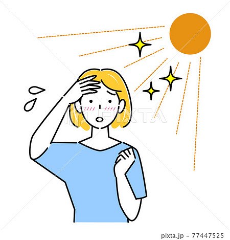 A woman whose skin is tingling due to sunburn... - Stock Illustration  [77447525] - PIXTA