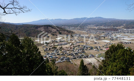 展望台からの桜咲く龍岡城五稜郭（2021年4月） 77448131