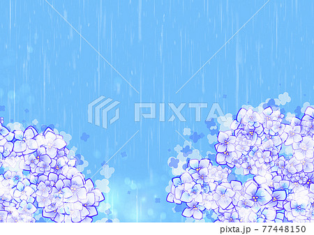 幻想的な紫陽花と雨背景(A4横)のイラスト素材 [77448150] - PIXTA