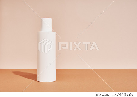 White cosmetics mockup on beige background White cosmetics mockup on beige background 77448236