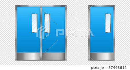 Metal doors with glass elements, 3d vector entry Metal doors with glass elements, 3d vector entry 77448615