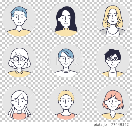 笑顔の男女セット　シンプルイラスト 77449342