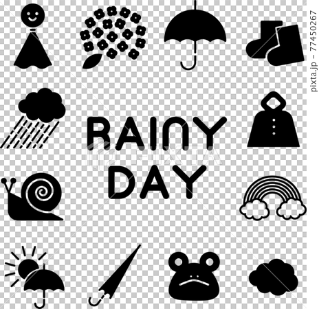 Rainy season rain monochrome pop icon 77450267