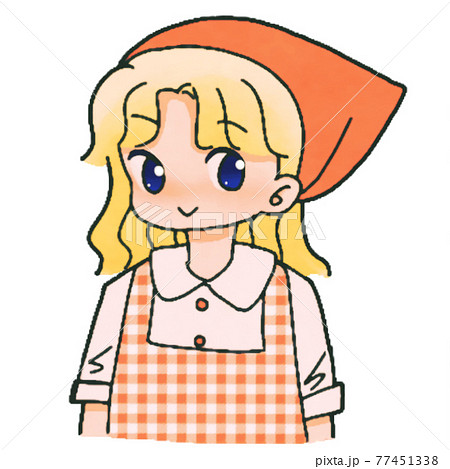 絵本風な可愛い家庭科系の女の子のイラスト素材 [77451338] - PIXTA