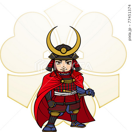 武装して立つ宇喜多秀家【3頭身・家紋】 77451374