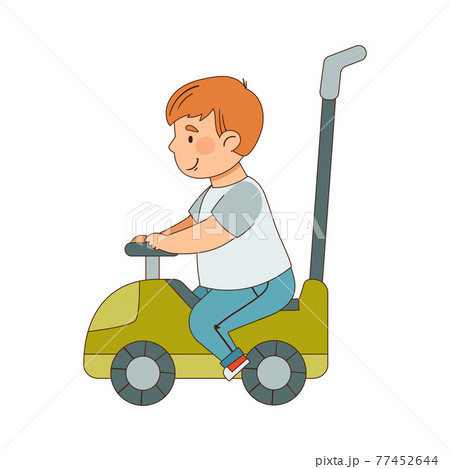 Little Boy Driving Electric Car Enjoying Outdoor Activity Vector Illustration Little Boy Driving Electric Car Enjoying Outdoor Activity Vector Illustration 77452644