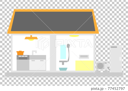 Houses with EcoCute and solar panels 77452797