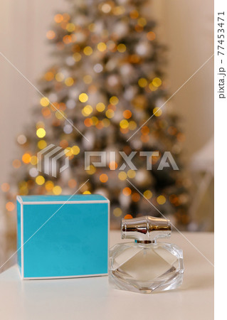 Generic perfume bottles in a gift set on christmas background 77453471
