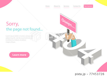 Isometric flat vector landing page tempate of 404 error, page not found. Isometric flat vector landing page tempate of 404 error, page not found. 77453726