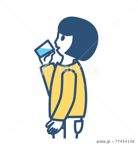 水を飲む女の子 ベクターイラストのイラスト素材
