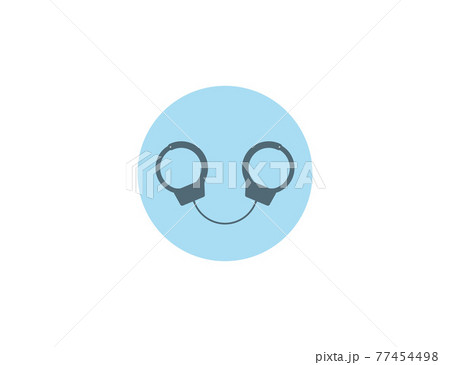 Handcuffs, arrest icon on blue circle. Vector. 77454498