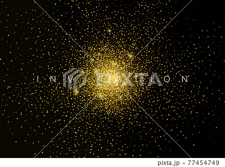 Festive background with falling glitter confetti, golden dust. Great for wedding invitations, party posters, christmas, new year and birthday cards. 77454749