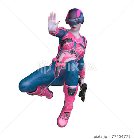 銃を持つ女性 77454775