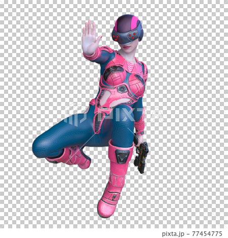 銃を持つ女性 77454775