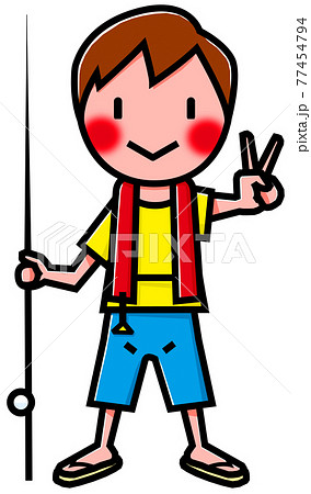 安全のためにライフジャケットをしている子供 安全のためにライフジャケットをしている子供 77454794