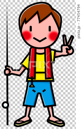 安全のためにライフジャケットをしている子供 安全のためにライフジャケットをしている子供 77454794