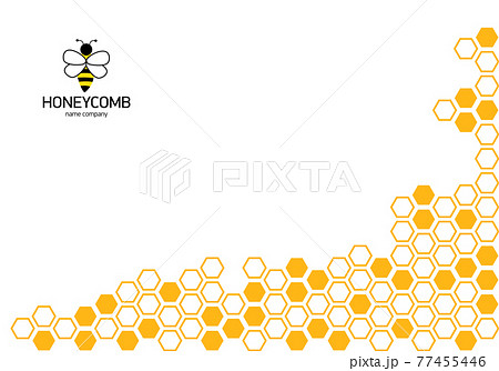 Honeycomb background pattern orange color. Corner border of geometric hexagons 77455446
