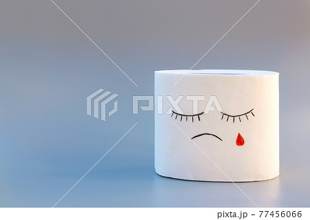 Toilet paper and blood. Concept of hemorrhoid treatment. Toilet paper and blood. Concept of hemorrhoid treatment. 77456066