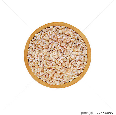 pile of pearl barley isolated on white background. pile of pearl barley isolated on white background. 77456095