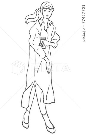 ワンピースを着た女性のイラストのイラスト素材